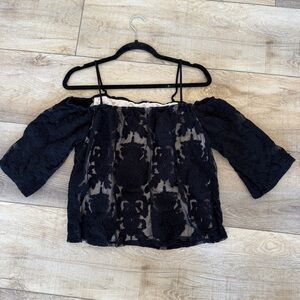 Charlotte Russe Off the Shoulder Mesh Lace Top